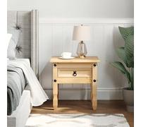 Mesa auxiliar Corona de 50 x 50 x 50 cm de madera maciza de pino con acabado de cera de miel, mesa natural para salón o balcón, resistente y duradera