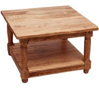 Mesa Auxiliar Country Cuadrada de Madera Maciza 70x70x45 para Salón Natural