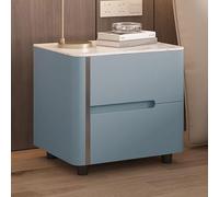 Mesa Auxiliar Creativa de Madera Maciza, mesita de Noche Moderna y Sencilla con Doble cajón, encimera de Pizarra, de una Sola Pieza sin instalación, Adecuada para dormitorios, Salas de Estar