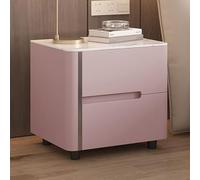 Mesa Auxiliar Creativa de Madera Maciza, mesita de Noche Moderna y Sencilla con Doble cajón, encimera de Pizarra, de una Sola Pieza sin instalación, Adecuada para dormitorios, Salas de Estar