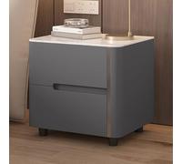 Mesa Auxiliar Creativa de Madera Maciza, mesita de Noche Moderna y Sencilla con Doble cajón, encimera de Pizarra, de una Sola Pieza sin instalación, Adecuada para dormitorios, Salas de Estar