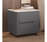 Mesa Auxiliar Creativa de Madera Maciza, mesita de Noche Moderna y Sencilla con Doble cajón, encimera de Pizarra, de una Sola Pieza sin instalación, Adecuada para dormitorios, Salas de Estar