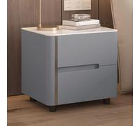 Mesa Auxiliar Creativa de Madera Maciza, mesita de Noche Moderna y Sencilla con Doble cajón, encimera de Pizarra, de una Sola Pieza sin instalación, Adecuada para dormitorios, Salas de Estar