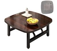Mesa Auxiliar Cuadrada Plegable para Tatami Y Ventana Salediza Escritorio Pequeño De Estilo Moderno De Mediados De Siglo para Sentarse En El Suelo, Sin Ensamblaje(Walnut,70 * 70 * 32cm)