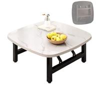 Mesa Auxiliar Cuadrada Plegable para Tatami Y Ventana Salediza Escritorio Pequeño De Estilo Moderno De Mediados De Siglo para Sentarse En El Suelo, Sin Ensamblaje(White,60 * 60 * 32cm)