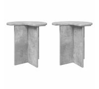 Mesa auxiliar de 2 piezas, color gris, hormigón, diámetro 39 x 38 cm | Madera de ingeniería, fácil mantenimiento con paño húmedo, diseño compacto, estilo minimalista, montaje en dos