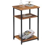 Mesa auxiliar de 3 niveles con marco de acero resistente, patas ajustables para mayor estabilidad, mesa auxiliar versátil para sala de estar, dormitorio, oficina