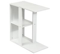 Mesa auxiliar de 3 niveles para dormitorio, mesa auxiliar de almacenamiento, mesita de noche que ahorra espacio, color blanco