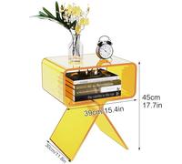 Mesa Auxiliar De Acrílico con Patas, Mesa De Centro Transparente con Almacenamiento Abierto, No Requiere Ensamblaje, Decoración del Hogar for Sala De Estar, Dormitorio(Yellow)