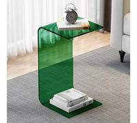 Mesa auxiliar de acrílico en forma de C, mesa auxiliar transparente para sala de estar, mesa de aperitivos, centro de dormitorio, mesa de esquina de departamento pequeño