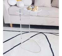 Mesa Auxiliar de Acrílico en Forma de C, Mesa de Centro y Mesita de Noche Moderna con Estantería for Libros y Revistas, for Salón, Dormitorio, Biblioteca o Oficina(Clear,38 * 32 * 52cm)