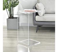Mesa auxiliar de acrílico en forma de C, moderna mesita de noche minimalista con bordes redondeados para sala de estar o dormitorio
