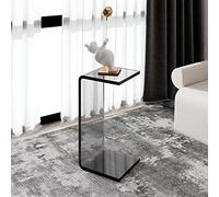Mesa auxiliar de acrílico en forma de C, moderna mesita de noche minimalista con bordes redondeados para sala de estar o dormitorio