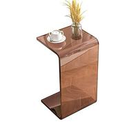 Mesa auxiliar de acrílico en forma de C, moderna mesita de noche minimalista con bordes redondeados para sala de estar o dormitorio