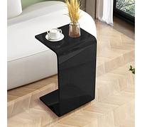 Mesa auxiliar de acrílico en forma de C, moderna mesita de noche minimalista con bordes redondeados para sala de estar o dormitorio