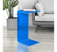Mesa auxiliar de acrílico en forma de C, moderna mesita de noche minimalista con bordes redondeados para sala de estar o dormitorio