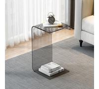Mesa auxiliar de acrílico, mesa auxiliar de cama en forma de C, mesa auxiliar de sofá transparente para sala de estar, mesita de noche, patio y oficina