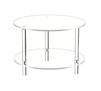 Mesa auxiliar de acrílico - Mesa central de 2 niveles - Muebles transparentes, 15.7 x 15.7 x 16.5 pulgadas mesita de noche para espacios pequeños, dormitorio, sala de estudio, apartamento, patio