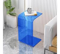 Mesa Auxiliar de AcríLico, Mesita de Noche Transparente en Forma de C, 10 mm de Grosor, Bordes Redondeados, Se Desliza Debajo del Sofá, Resistente y Duradera(D,30 * 30 * 60CM)