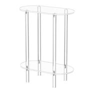 Mesa auxiliar de acrílico - Podio ovalado transparente para mesita de noche, consola moderna con dos niveles, mesita de noche, pedestal de muebles para dormitorio, salón, sala de estar, muebles de