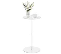 Mesa auxiliar de acrílico redonda para espacios pequeños, bandeja de almacenamiento transparente para bebidas, dormitorio, sofá y sala de estar, 25 x 25 x 50 cm