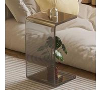 Mesa auxiliar de acrílico transparente, mesita de noche pequeña en forma de U para dormitorio y sala de estar, mesa auxiliar versátil y taburete de baño (gris, 30 x 30 x 65 cm)