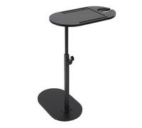 Mesa Auxiliar de Altura Ajustable en Forma de C para Mesita de Noche de sofá, Mesa de Centro Versátil con Rotación de 360 Grados para Uso en Interiores, Auxiliar Negra de Madera Resistente