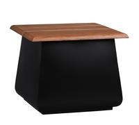 Mesa auxiliar de centro madera acacia negro-natural mueble de salón 50x50x40cm