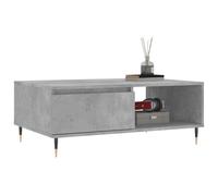 Mesa auxiliar de color gris hormigón con espacio de almacenamiento, material de madera y hierro, 90 x 60 x 35 cm, moderna mesa de salón para sofá con 2 estantes y tablero robusto, mesas y mesas de