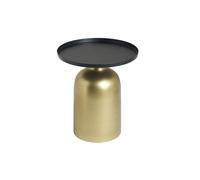Mesa auxiliar de diseño redondo de metal dorado con tablero negro mate RAMSES