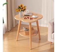 Mesa auxiliar de doble capa con almacenamiento, diseño moderno para sala de estar y dormitorio, mesa de esquina que ahorra espacio