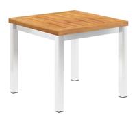 Mesa Auxiliar de Exterior, Madera de Acacia y Acero Inoxidable, Resistente a la Intemperie, Diseño Moderno, Mesa Jardin Exterior, Mesa Terraza Exterior, Patio o Piscina,Natural, 45x45x38 cm