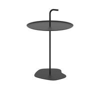 casa.pro Mesa Auxiliar de Patio Calimera Mesa de Jardín con Asa de Transporte de Uso Exterior e Interior Mesita Redonda de Jardín Terraza Acero 56,5 x 38 cm - Negro