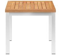 Mesa auxiliar de jardín de madera maciza de teca y acero inoxidable 304 | 45 x 45 x 38 cm | duradera y resistente a la intemperie | perfecta mesa de terraza y balcón | diseño moderno para exteriores