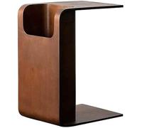 Mesa auxiliar de madera en forma de C, mesa auxiliar rústica para sofá, mesas de cama de madera, mesas auxiliares pequeñas para aperitivos, mesita de noche moderna, mesa de televisión estrecha para