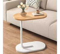 Mesa auxiliar de madera en forma de C, mesa ovalada para aperitivos debajo del sofá, mesa decorativa que ahorra espacio para sala de estar, oficina, balcón