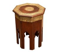 Mesa Auxiliar de Madera Maciza Meena Mesa Auxiliar en Oro marrón