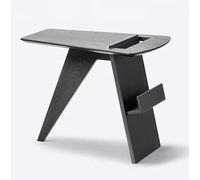 Mesa auxiliar de madera maciza - Mesa de centro pequeña con revistero, soporte triangular, mesa de centro estrecha creativa, almacenamiento de revistas estable para sala de estar u oficina (B)