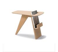 Mesa auxiliar de madera maciza - Mesa de centro pequeña con revistero, soporte triangular, mesa de centro estrecha creativa, almacenamiento estable de revistas para sala de estar u oficina (C)