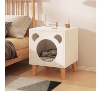 Mesa auxiliar de madera para gatos, moderna mesita de noche, moderna mesa auxiliar para sala de estar y acogedora mesa para gatos con diseño de agujero para gatos, condominio para sala de estar,