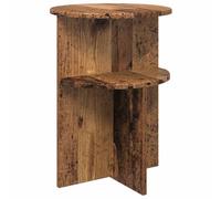 Mesa auxiliar de madera vieja redonda 39,5 x 55 cm madera de ingeniería | Tablero redondo, a base de madera, para sala de estar y dormitorio, fácil instalación, líneas simples, compacto