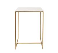 Mesa auxiliar de mármol blanco y metal dorado