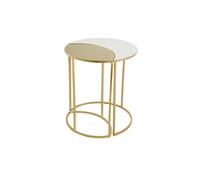 Mesa auxiliar de metal lacado blanco y dorado TOSCANE