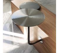Mesa auxiliar de pared redonda pequeña de acero inoxidable, escritorio flotante,mesa de cabina,mesa de bar redonda moderna que ahorra espacio para cafetería, interior y exterior.(L-type,40cm/15.7in)