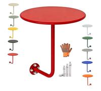 Mesa Auxiliar De Pared Redonda Pequeña, Mesas De Café En Forma De L Metal Mesa De Cabina para Cafetería, Interior Exterior，Bandeja De Pub para Tienda De Té con Leche(Rojo,40x45cm)