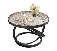 Mesa auxiliar de patio al aire libre, mesa redonda de metal para bistró, mesa de centro de cristal templado para sala de estar y comedor