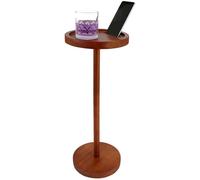 Mesa auxiliar de pedestal de madera, pequeñas mesas de café redondas con soporte para teléfono y base pesada, mesa auxiliar de pedestal duradera, escritorio para espacios pequeños, sala de estar