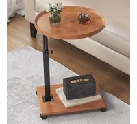 Mesa auxiliar de sofá en forma de C, altura ajustable, con bandeja giratoria de 360°, mesa auxiliar pequeña en forma de C con ruedas para sofá, sala de estar, dormitorio, diseño de textura m