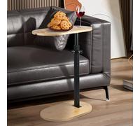 Mesa auxiliar de sofá giratoria de 360°, mesa auxiliar de 42 a 78 cm de altura ajustable con ranuras para teléfono, bandeja para brazo de sofá en forma de C para sofá, silla, reclinable, bañera o