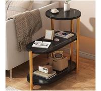 Mesa auxiliar de sofá moderna de mármol sintético para espacios pequeños, elegante mesa auxiliar con marco de metal, ideal para sofá, mesita de noche, mesa de café o mesa de centro, N